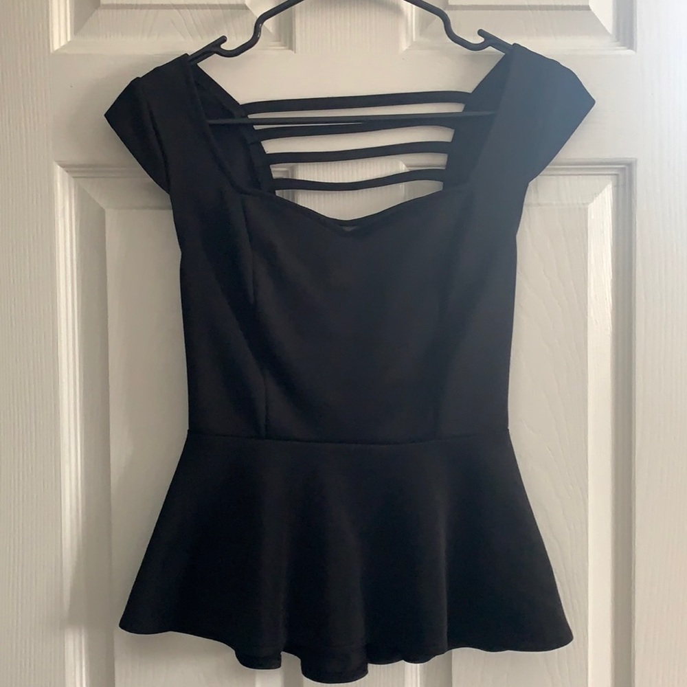 Black peplum shirt